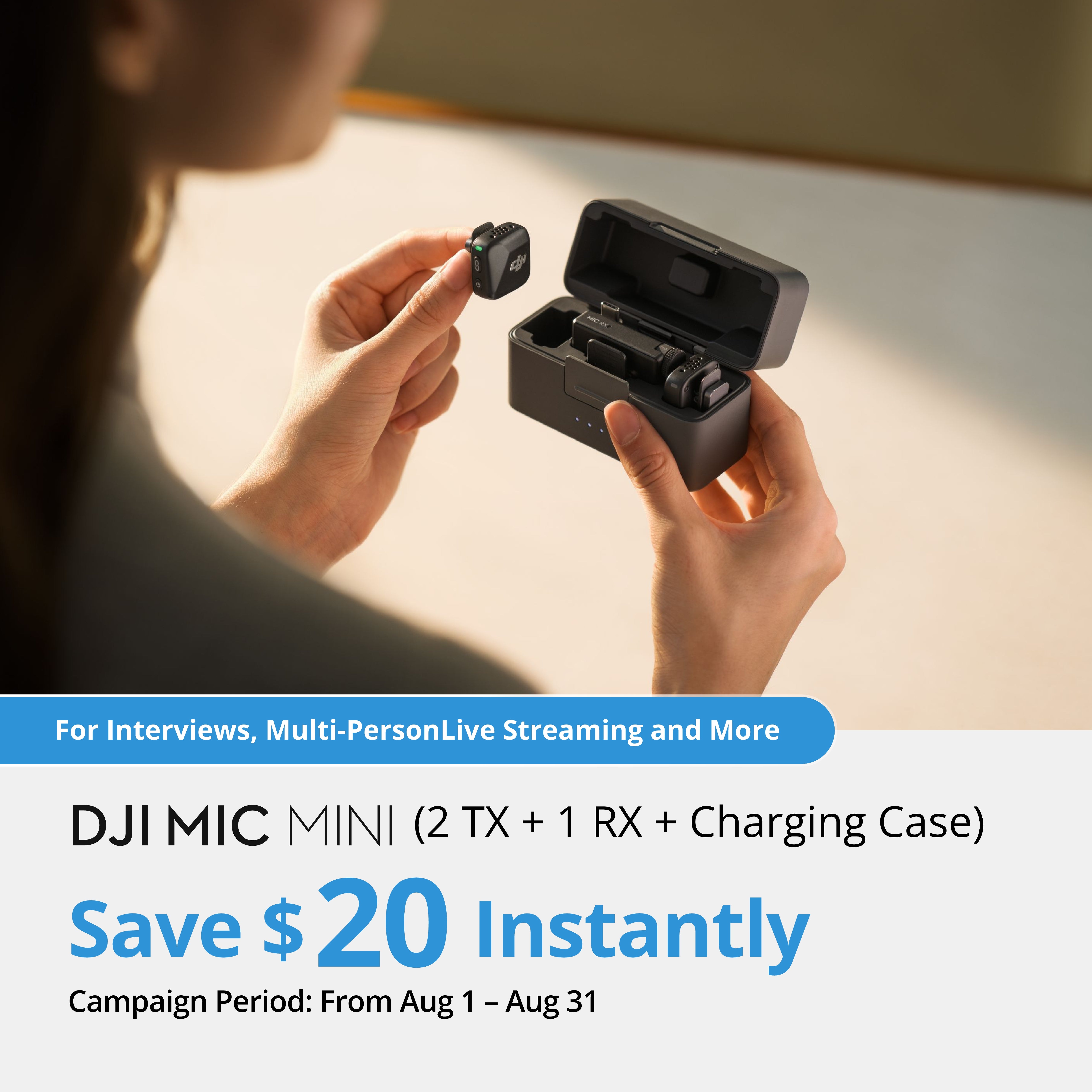 DJI Mic Mini (2 TX + 1 RX + Charging Case) – DJIUSStore
